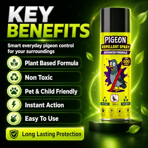 Image of Pigeon Repellent Spray for Balcony, Windows & Outdoor Use | Anti Pigeon Spray for Home, Terrace, AC Outdoor Unit, Roof, Ledges & Parking Areas | Bird Deterrent 100ml (2 x 100ml)