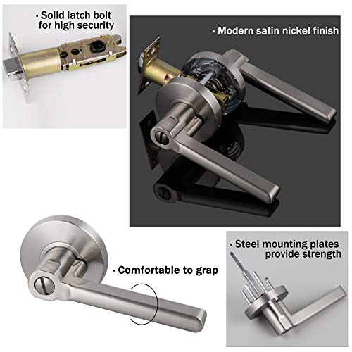 Knobonly Satin Nickel Finish Door Lever Interior Privacy Door Handles Door Handles Keyless For Bedroom Or Bathroom 10 Pack #TOP4