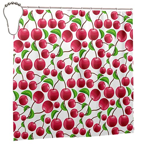 Rideau de douche imperméable cerises 183x183cm pour salle de bain - 2