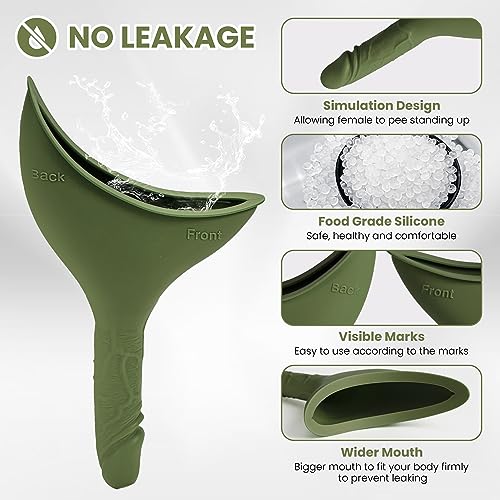 Rquite Female Urinal Pee Cloth Set, Portable Urinal for Women, Reusable Pee Funnel & Rag, Silicone Female Urination Device with Discreet Storage Bag, She Pee Cup for Women Stand to Pee, Funny Gag Gift - Thumbnail 2