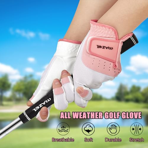 Guantes de golf sin dedos un par transpirable para mujer MAZEL 6