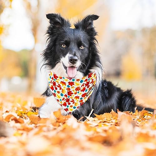Image of Tunkoo Dog Bandana Super Cute Autumn Fall Dog Scarf - Durable and Stylish Adjustable for Girl or Boy Small Medium and Large Square Puppy Kerchief, L