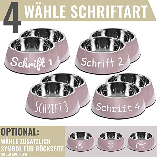 ne&no® Futternapf 2er Set für Hunde und Katzen (S - PERSONALISIERT, Malve)