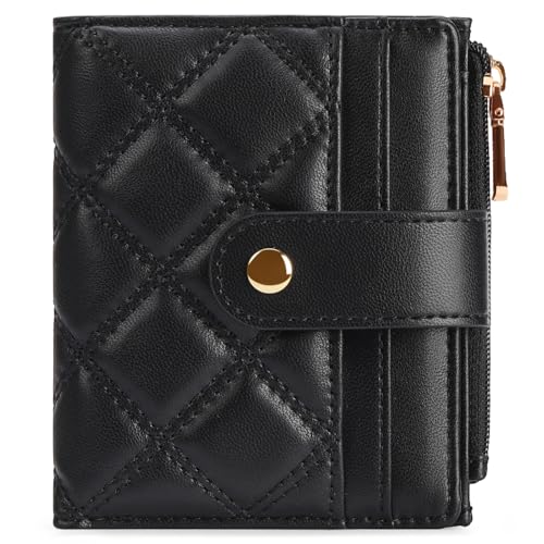Image of FALAN MULE Small Wallets Woman Leather Bifold RFID Blocking Card Holder With Zipper Coin Pocket