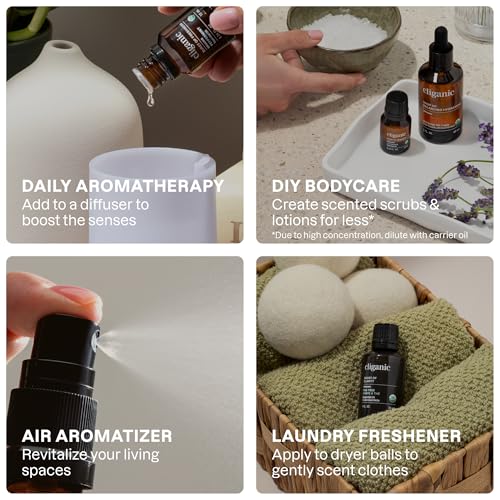 Image of Cliganic Organic Essential Oils Set for Home Diffuser, 100% Pure, Top 5