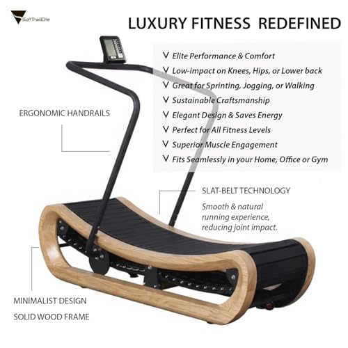 Image of Curved Treadmill - Self-Propelled Running Machine for Home Workouts - Exercise Walking Pad - Low-Impact & Energy-Efficient - Fitness Equipment for Sprinting, Jogging, or Walking
