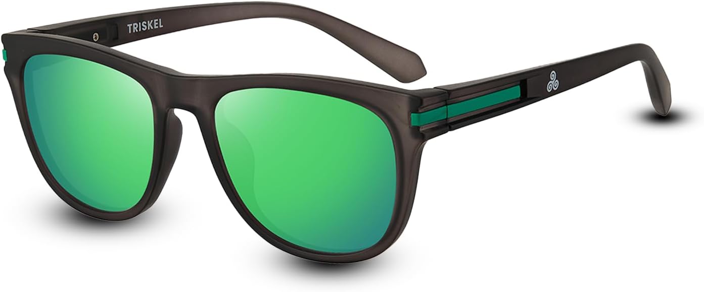 TRISKEL EYEWEAR Amsterdam Polarized Square Sunglasses - UV Protection for Men Women, Lightweight TR Frame Mirrored Lenses