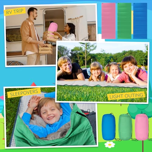 Macarrie Set de 3 Bolsas de Dormir para Camping 0 Grados, para Adultos y Niños - Para clima cálido, portátil y compacto con bolsa de compresión miniatura 6