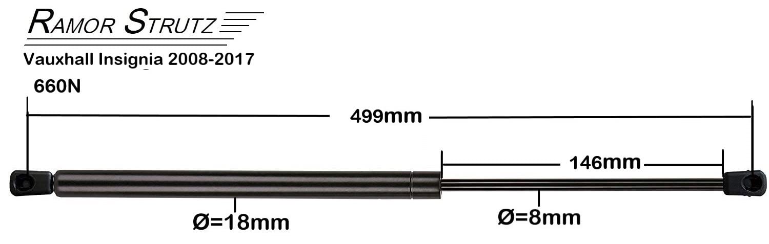 2x Gasfeder Dämpfer Heckklappe Kompatibel mit Opel Insignia 2008-2017. Gasdruckfeder Heckklappendämpfer Ersatz für 13332570 und Andere.