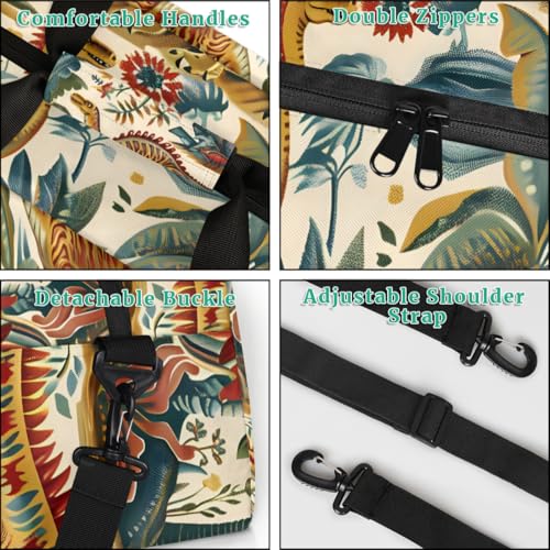 Custom Cute Dinosaurs Duffel Bag for Women Men, Personalized Jungle Cartoon Sport Gym Duffel Bag with Name Travel Weekender Overnight Bags4