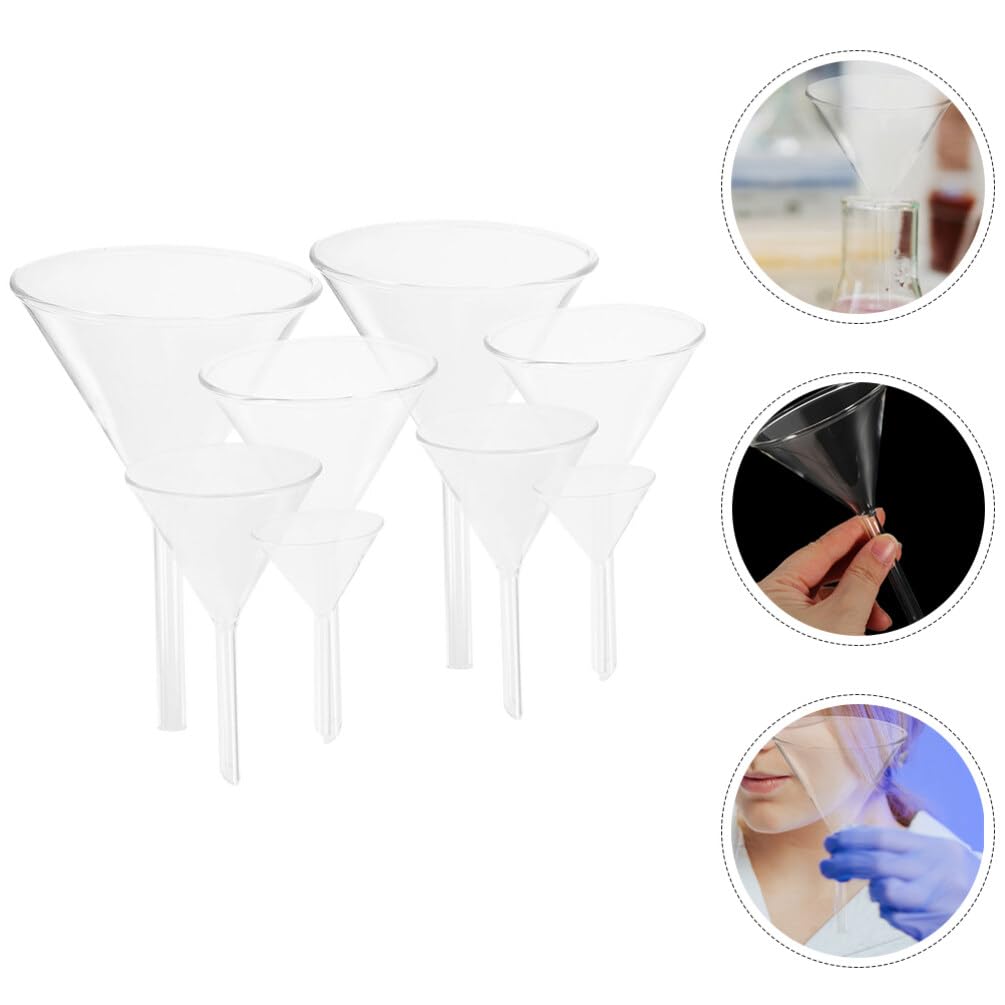 Gatuida 8 Piezas Embudo De Vidrio Transparente Para Laboratorio Unidades Embudo De Filtración Científico Para Experimentos Materiales De Laboratorio