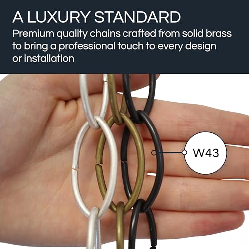 Image of RCH Hardware CH-43-AD Decorative Acid Dipped Solid Brass Chain for Hanging, Lighting - Large Oval Wire Unwelded Links ( 1 Foot)