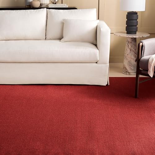 Martha Stewart x SAFAVIEH Area Rug Collection - 8' x 10', Red, Sisal & Jute, Farmhouse Style, Ideal for Living Room, Bedroom, Office, Dining Space (MSR9501Q)