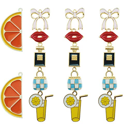 40pcs Assorted Gold Plated Enamel Beads Charm Pendant DIY for Necklace Bracelet Jewelry Making Supplies and Crafting Accessaries(10 styleï¼‰ (Special Charms)