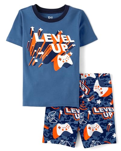 Image of The Children's Place Boys' 100% Cotton Short Sleeve Top and Shorts 2 Piece Pajama Set