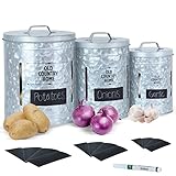 Onion and Potato Storage for Pantry by Saratoga Home - Extra Large Set of 3 Sprout-Free Galvanized...