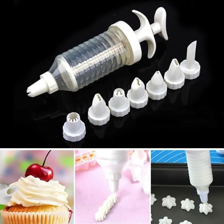 Goldedge 9pcs Cream Decorating Gun With Piping Tips Set, Cake Cookie Cream Gun Plastic Baking Appliance Injection Cream Decorating Machine