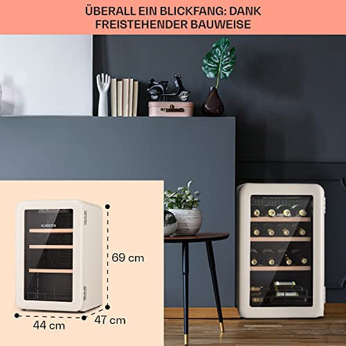 Klarstein Weinkühlschrank, Getränkekühlschrank Schmal, Kühlschrank mit Glastür, Getränkekühlschränke Freistehend, Weinkühlschrank Klein, Weinkühlschränke 1 Zone, UV-Schutz, 4-22 °C, 19 Flaschen - 6