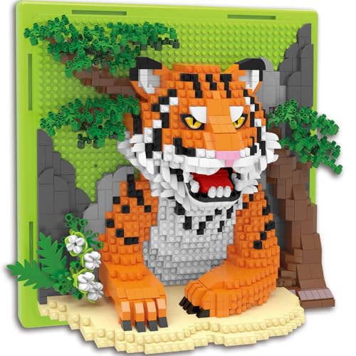 BseSparklion Tiger Animal 3D Wall Art Micro Mini Building Blocks