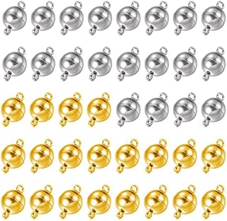CDIYTOOL 40Pcs Locking Magnetic Jewelry Clasp, Round Jewelry Magnetic Bead Clasp Converter Buckle Ball for Bracelet Necklace Jewelry DIY Making(Gold, Silver)