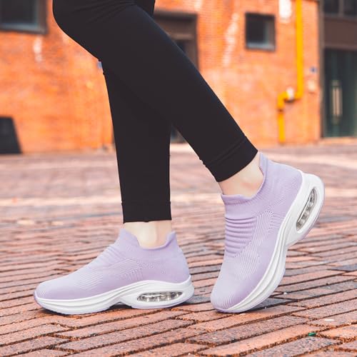 Image of DOUSSPRT Womens Walking Shoes Slip on Sock Air Cushion Sneakers | Non Slip Comfortable Fashion Casual Platform Breathable Tennis Lady Nurse Work Standing