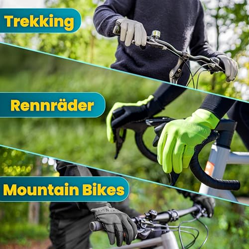 Valkental® Winddichte Fahrradhandschuhe - Gepolstert & Griffig | Winterhandschuhe & Übergangshandschuhe [Herren & Damen] mit Touchscreen Funktion - GloRider V2