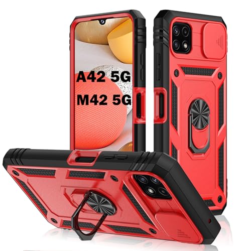 Coque Samsung A42 5G anti-rayure avec support vidéo rouge