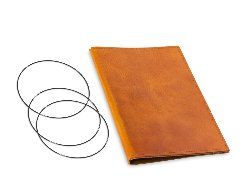 A5, revolutionäres, nachhaltiges X17-Konzept für Notizbuch, Personal Organizer und Terminplaner/Hülle für 2 Hefte! Belgisches Leder hell- braun, cognac, Made in Germany,17 Jahre Garantie*