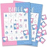 Baby Gender Reveal Bingo Party Game - Lashes or Staches - 24 Players