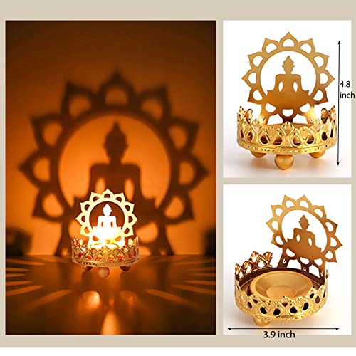 Allace Shadow Buddha Candle Holder, Gold Cast Votive Tealight Holders For Zen/Yoga/Table/Meditation/Home Decor, Wedding Centerpieces, Valentines Dinner, Garden Tub, (Buddha) #TOP3