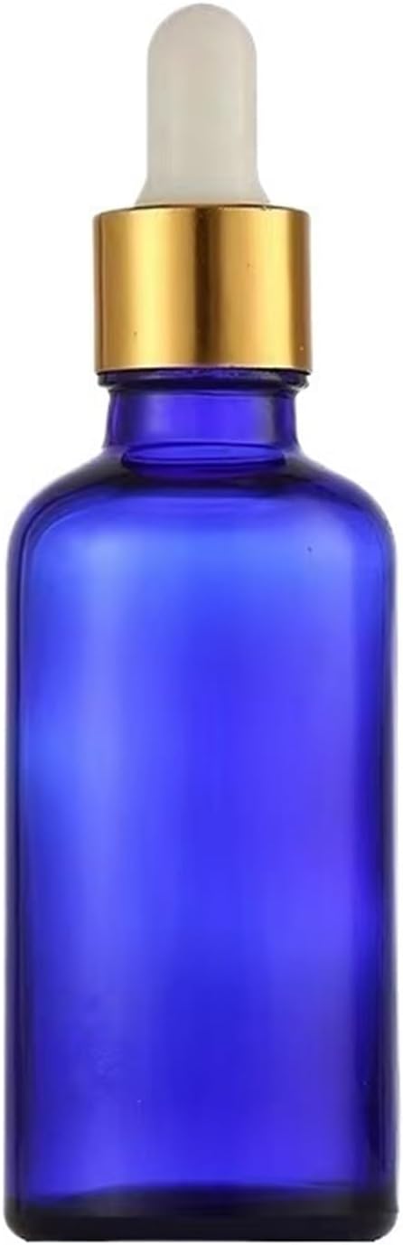 10pcs/lot 5ml to 100ml lab Blue Round Glass Refined Oil Bottle with Glass droppers Golden Circle for School Experiment(15ml)