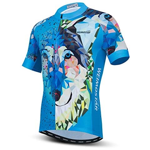 Radtrikot Herren Herren Fahrrad mit Reißverschluss Tops Shirts Atmungsaktive Quick Dry Wolf Blue Size XXXL Cover