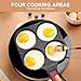 RANX INGST Egg Pan Induction, Non Stick 4 Cup Pancake Pan with Detachable Handle Burger Pan Egg Frying Pan for Breakfast - Black