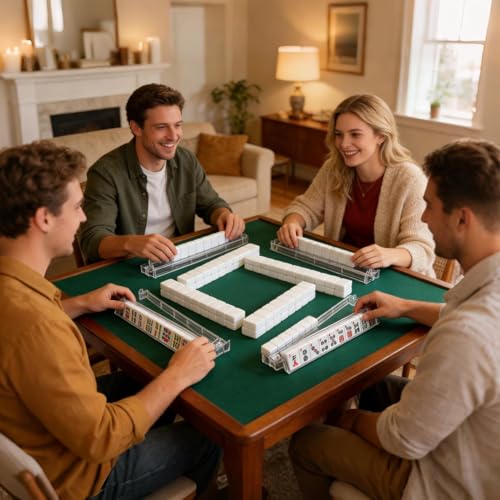 Poussoirs de mahjong transparents avec racks d'alignement pour débutants et joueurs - 2