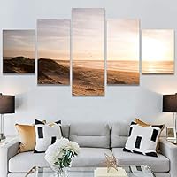 SIGNWIN 5 Panel Canvas Wall Art Landscape Ocean for Home Decorations Ready to Hang - 60