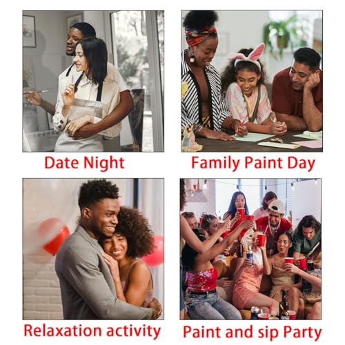 VALLSIP 2 Pack Paint and Sip Canvas Painting Kit Pre Drawn Canvas for Painting for adults Stretched Canvas Couples Games Date Night Pour Wine Anniversary Gifts Paint Party Favor(8x10) Valentine Day - Thumbnail 4