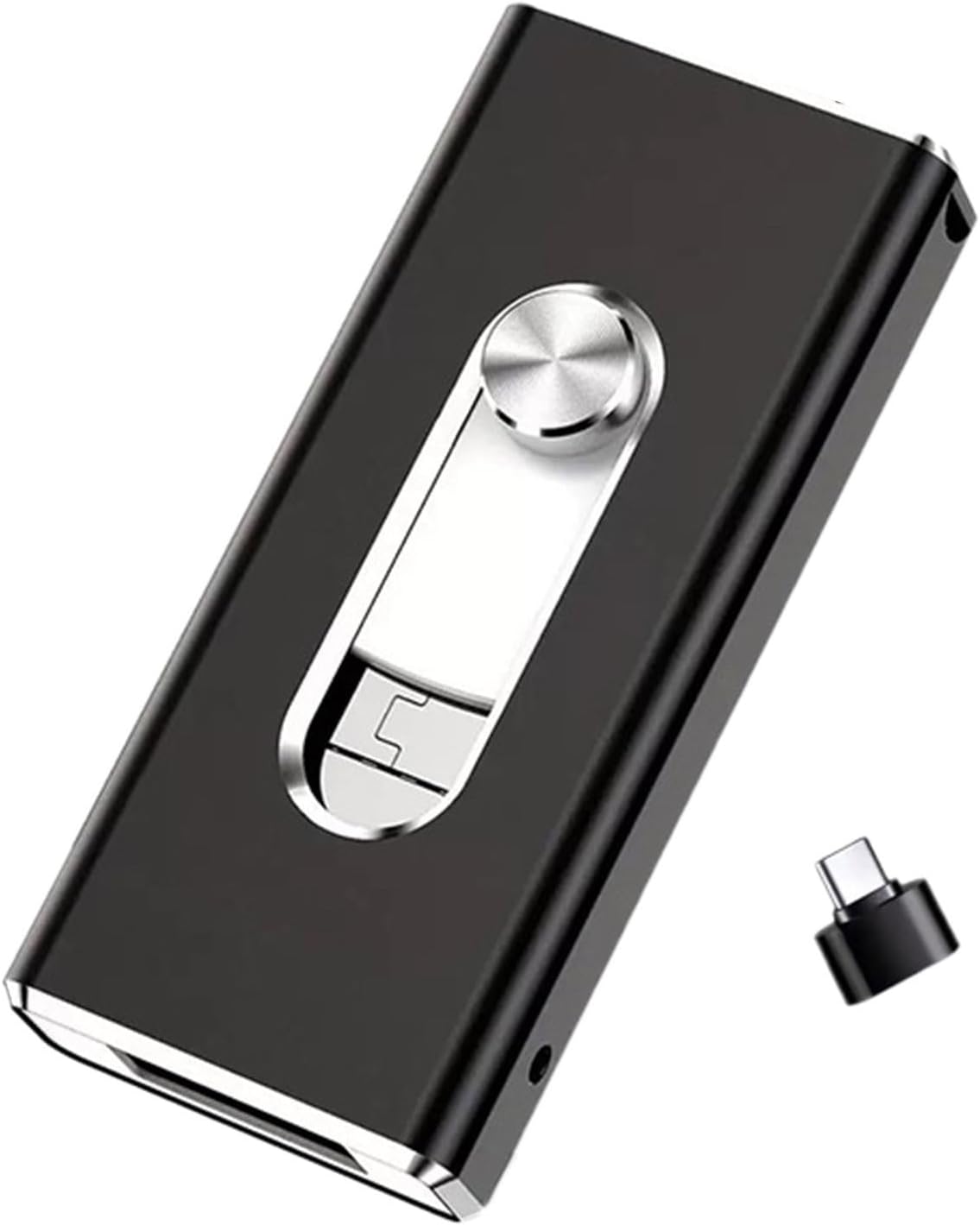4 in 1 Flash Drive, Micro USB + 8 Pin + USB 3.0 Drive Mobile Phone Computer U-Disk, No WiFi, No Cables Free Type-C Adapter for Phone/PC (Black, 128, GB)