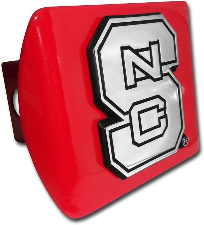 Elektroplate North Carolina State Red Metal NCAA Trailer Hitch Cover Fits 2 Inch Auto Car Truck Receiver with NCAA College Sports Logo