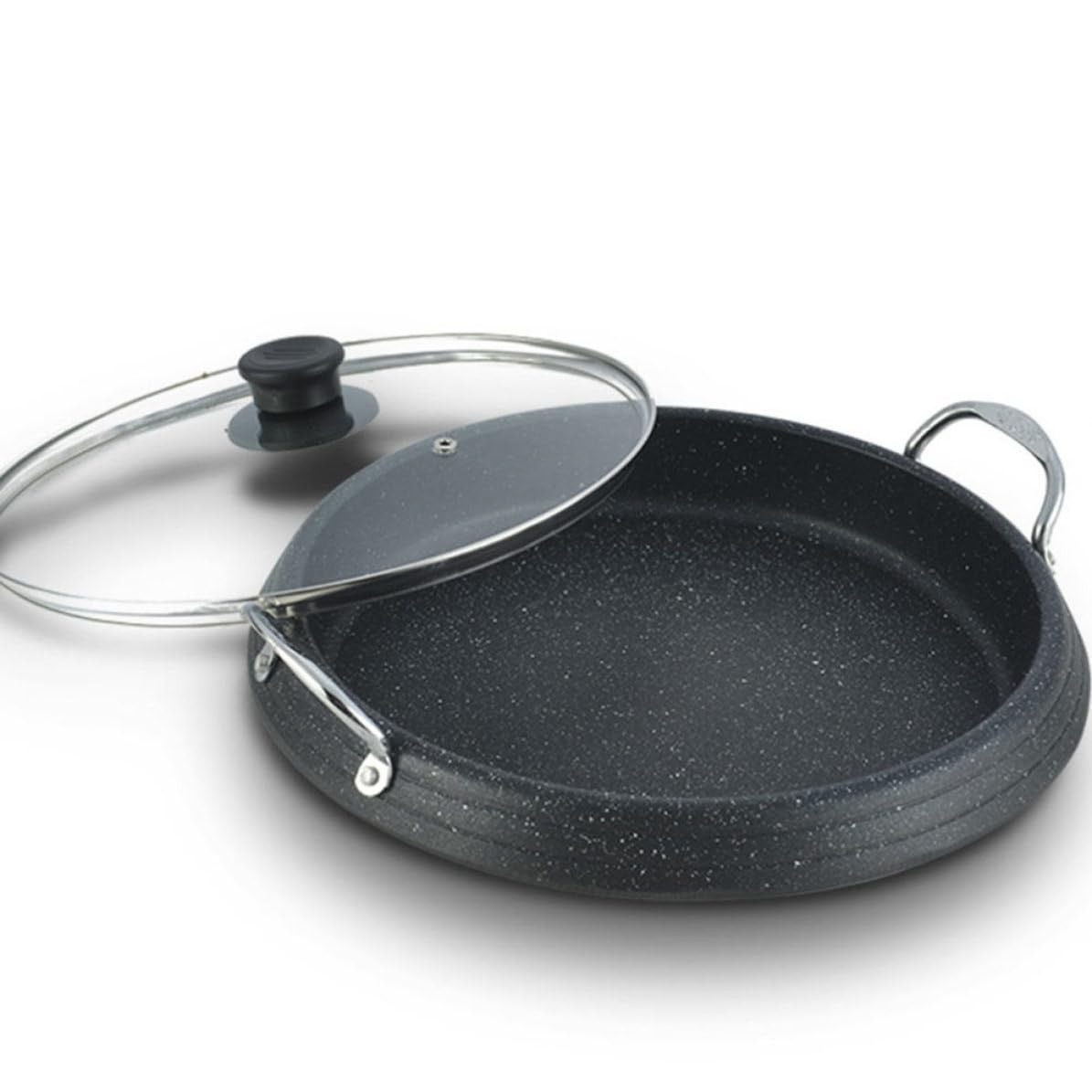 Piatto da Barbecue Rotondo in Pietra Medica Nero senza Fumo