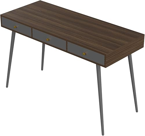 Miniatura 4 de Majnesvon Escritorio moderno de mediados de siglo para el hogar, oficina, estación de trabajo de oficina en casa de 47 pulgadas con 3 cajones, fácil