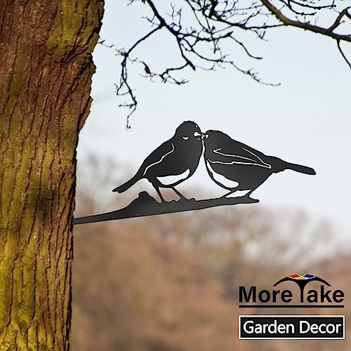 MoreTake Robin Metal Bird Ornaments, Robin Garden Ornament Decor, Metal Birds Garden Art - Image 2