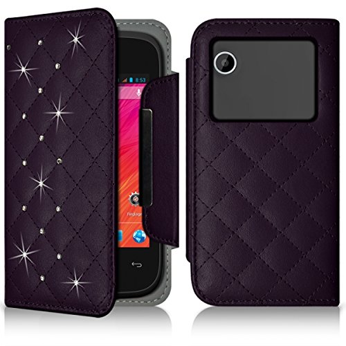 KARYLAX Seluxion - Housse Coque Etui Portefeuille Style Diamant Universel S Couleur Violet pour Wiko Ozzy