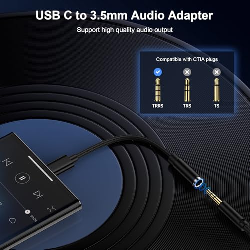 Adapter USB C auf Klinke, USB C auf 3,5mm Kopfhörer Adapter, Typ C Audio Dongle USBC Aux Adapter für Samsung Galaxy A56 5g/A55/A54/A36/A35/A17/A16/A15/S26/S25/S24/S23/S22,iPhone 17/16/15,Google Pixel