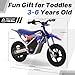 OLALA Electric Dirt Bike for Kids Aged 3-7, 200W Racing Grade Electric Motorcycle, Up to 8MPH & 2 Speed Settings, Safe Disc Brakes, 12'' Off-Road Knobby Tires, Blue
