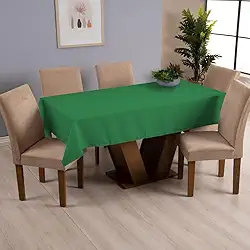 Toalha de Mesa Oxford, Retangular 145x140cm, 100% Poliéster, Tecido Liso, 4 Lugares, para Sala de Jantar, Festas e Eventos (Verde)