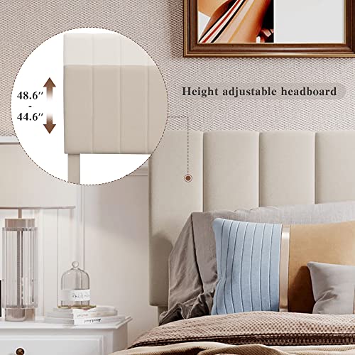 Merax Upholstered Full Size Beds Gas Lift Up Storage Platform Bed Frame With Tufted Headboard Wooden Slat Support And Under Bed Storage,Beige… #TOP5