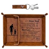 ZAPUVO Best Dad Ever PU Leather Tray and Keychain, Unique Gifts for Fathers Day, Christmas, Birthday, New Dad Gifts