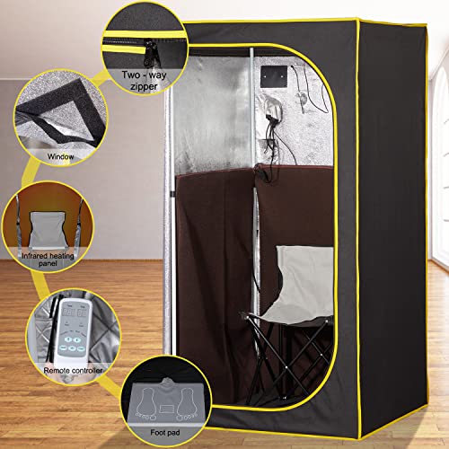 Amocane Portable Infrared Sauna For Home, Full Size Personal Sauna Spa For Relaxation, Dry Heart Sauna Tent With Heating Foot Pad & Fortable Chair (L 31.5" X H 31.5" X H 62.9") #TOP4