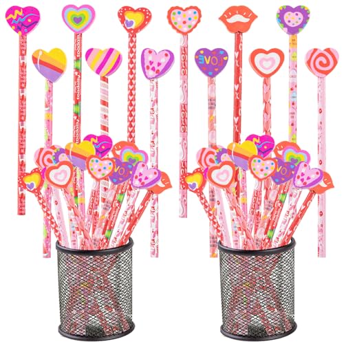 Lápices de grafito Valentine 24 piezas con borrador corazón miniatura 1