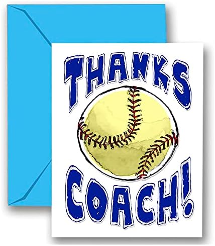 Play Strong 3-Pack Thanks Softball Coach You're Awesome (Blue, 5x7) Greeting Thank You Cards Set Amazing for Softball Players, Teams, Coaches, Family and Fans - Your Coaches Will Love 'Em!